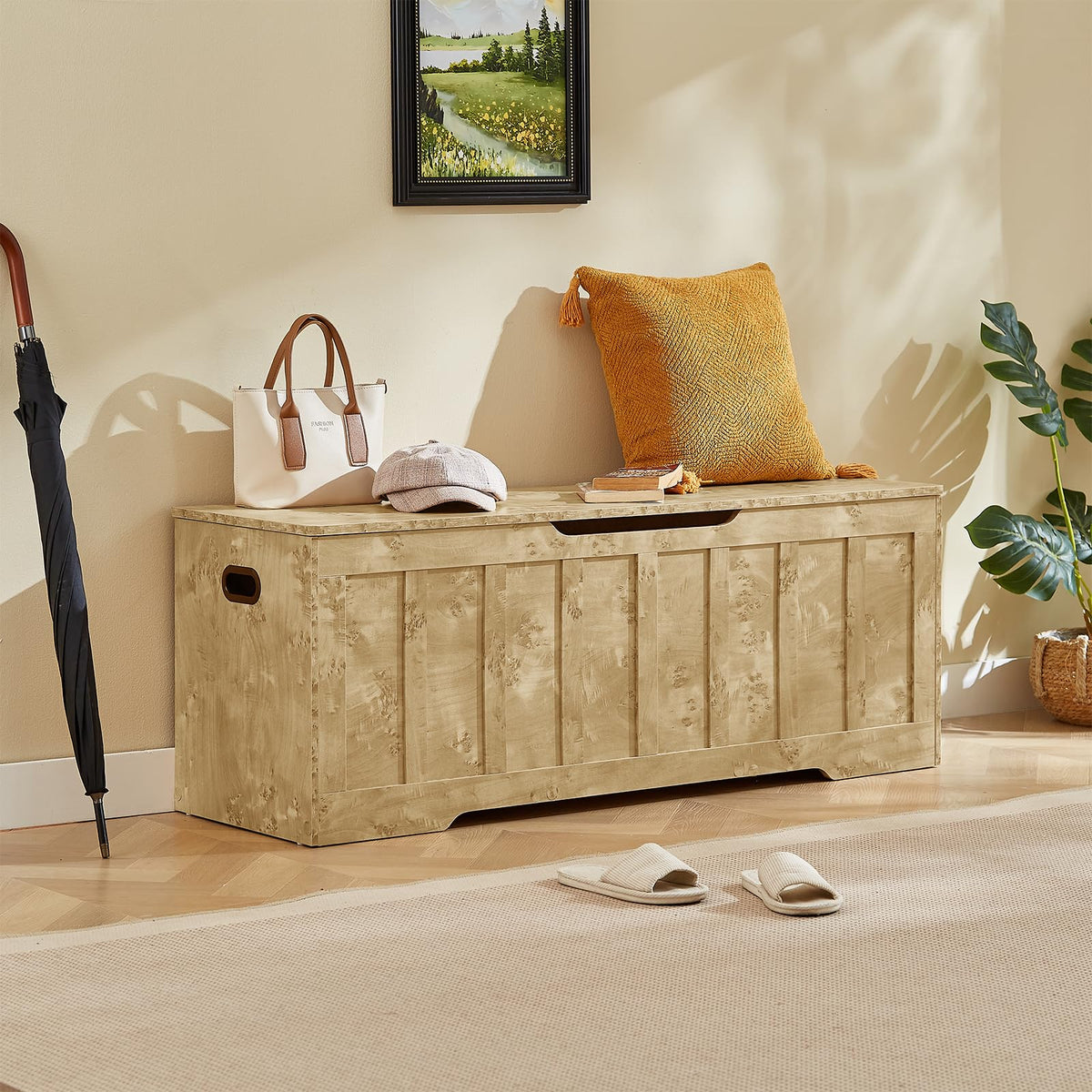 51.2" Storage Chest Extra Large, Wooden Storage Bench(Rustic Gold)
