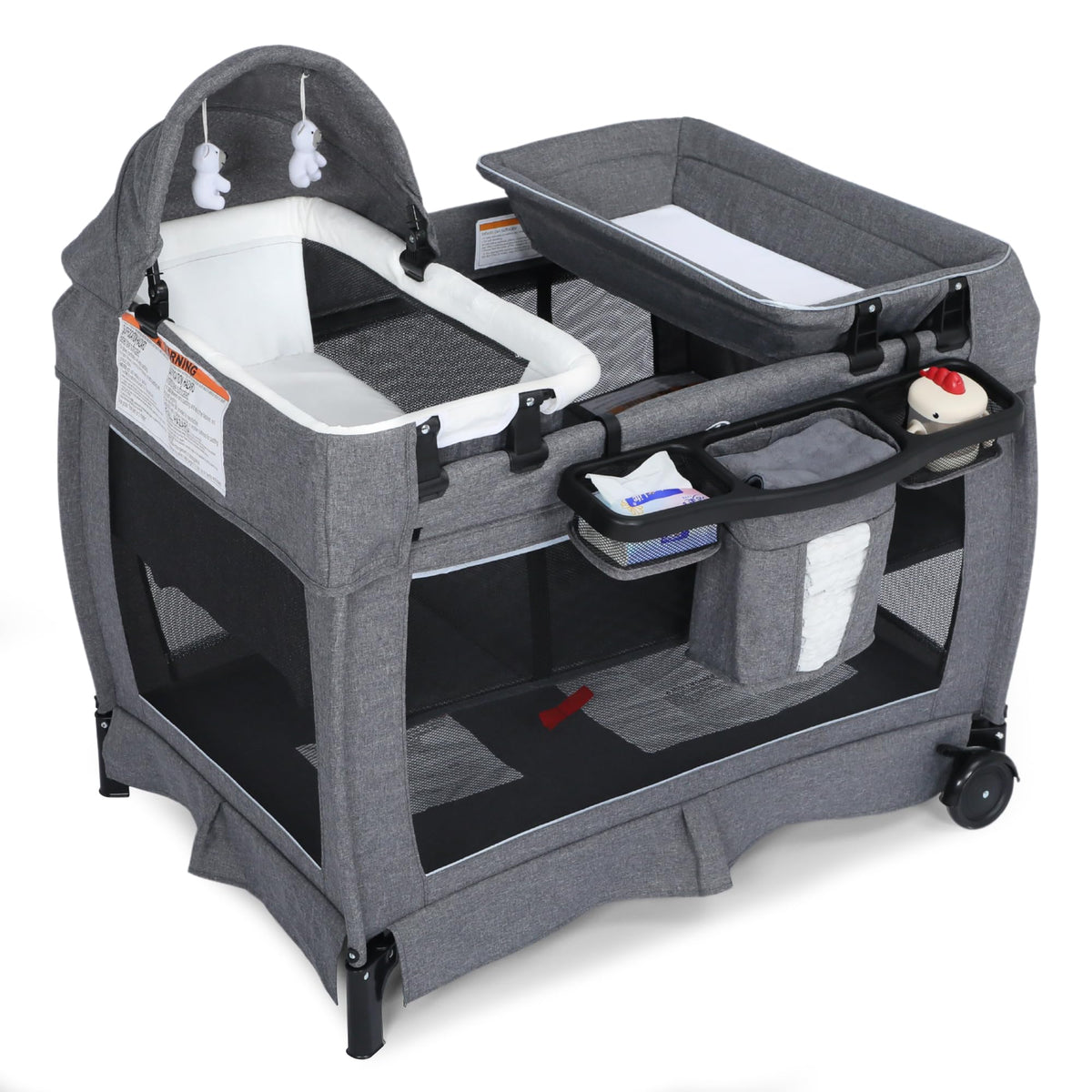4 in 1 Foldable Play Yard with Bassinet & Changing Table