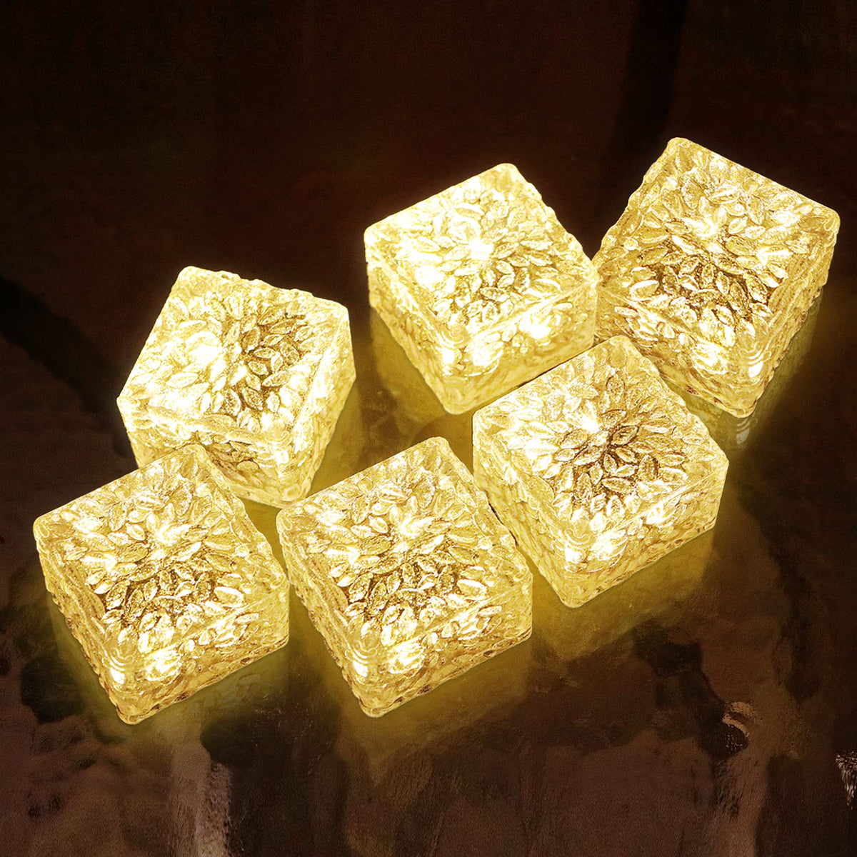 6 Pack Solar Brick Lights Landscape Path Light Garden Decoration Yard Paver Road Lighting Recessed Paver for Garden
