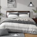 Stripe Comforter Set, 3 PCS Dark Gray Bedding