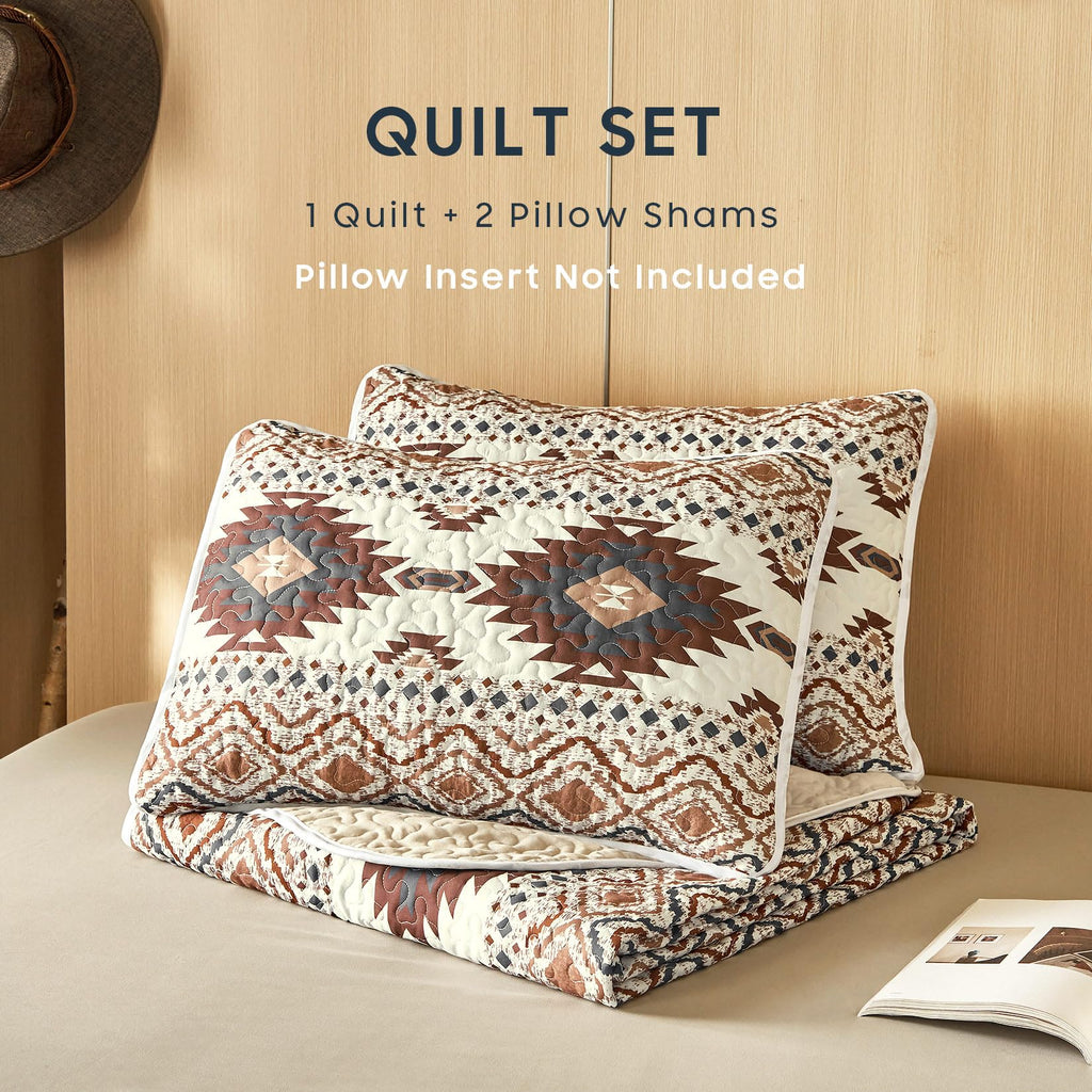 Quilt Set, Southwestern Aztec Country Style with Rustic Ranch Vibe