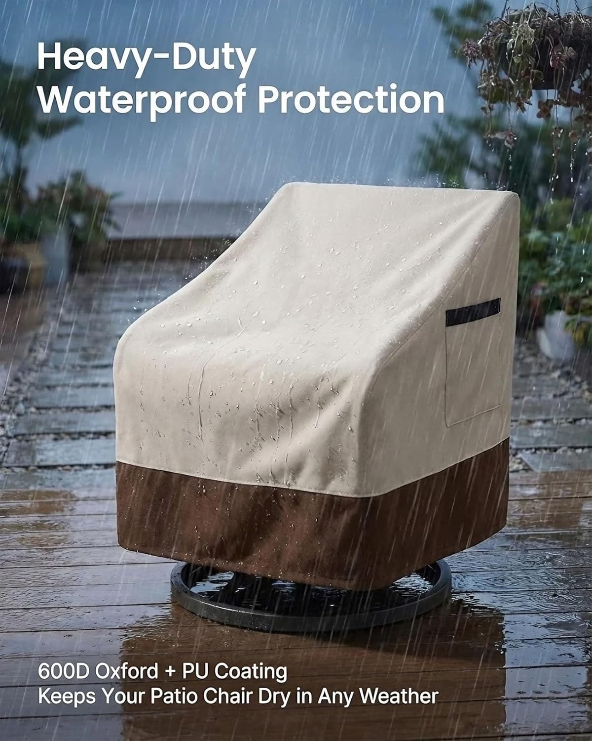 Waterproof Patio Chair Covers, Heavy Duty 600D Lawn Outdoor Furniture Covers for Swivel, Lounge, Rocking & Adirondack