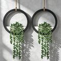 Boho Wall Decor, 2Pcs Fake Hanging Plants Artificial Succulents, Indoor Hanging Planter Greenery Decor, Perfect