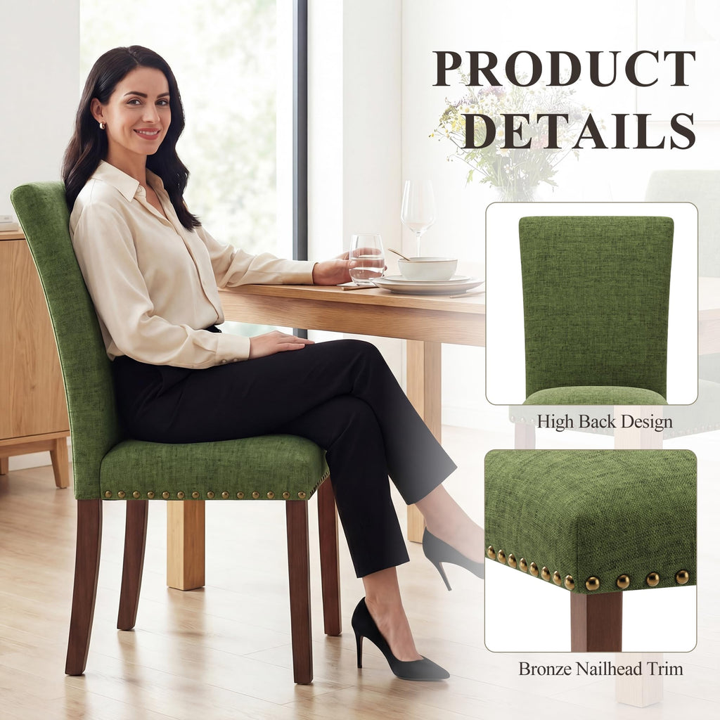 High Back Upholstered Set of 4, Green