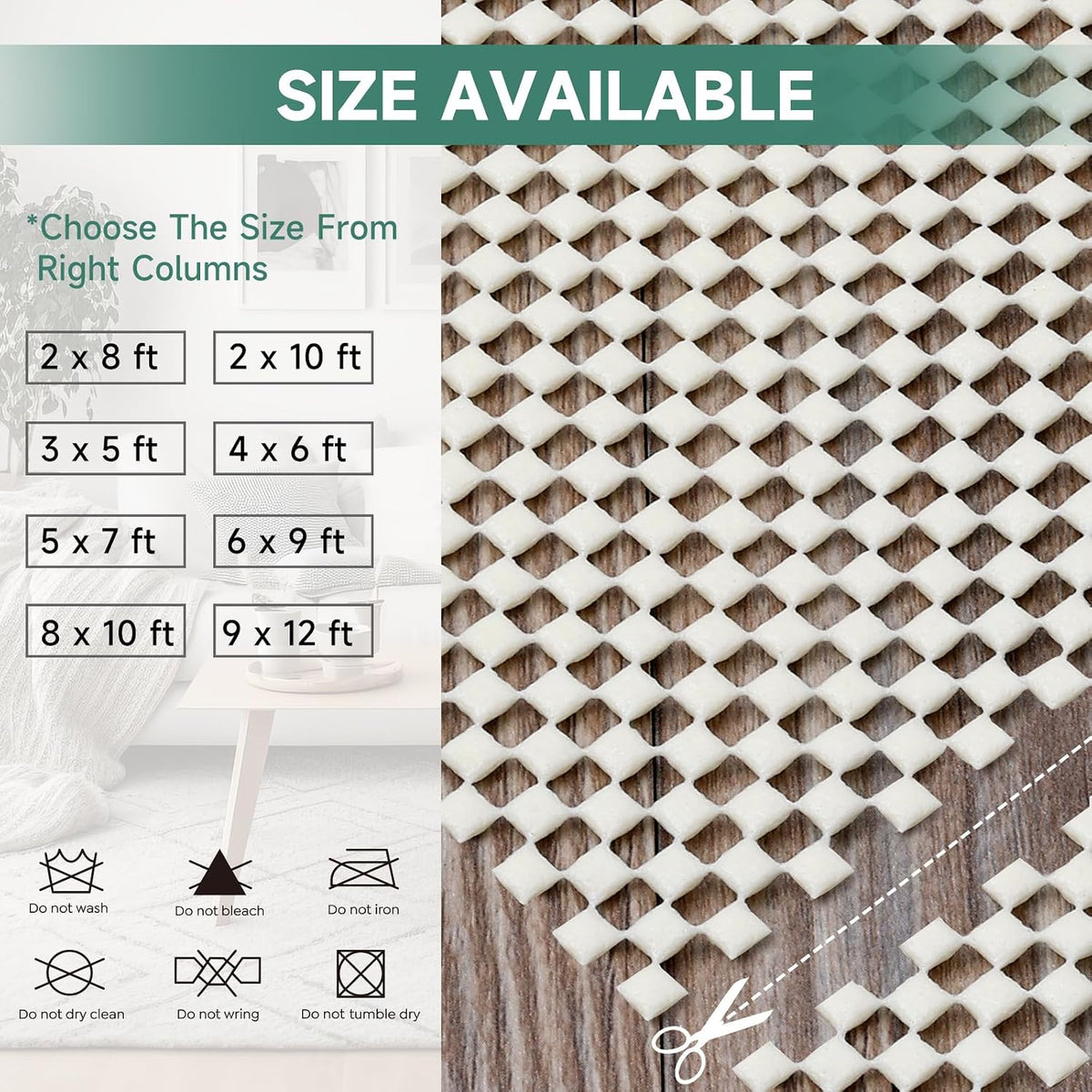 Non Slip Rug Pad Rug Gripper for Hardwood Floors, Extra Thick Non Slip Mat Under Carpet (8'x10') - Set of 80