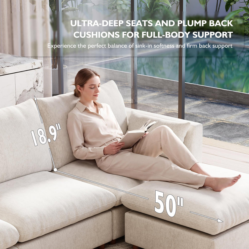 117" Oversized Modular Sectional Sofa, Modern Cloud Couch with 3 Storage Ottoman, 6-Seat Comfy Chenille Deep Seat