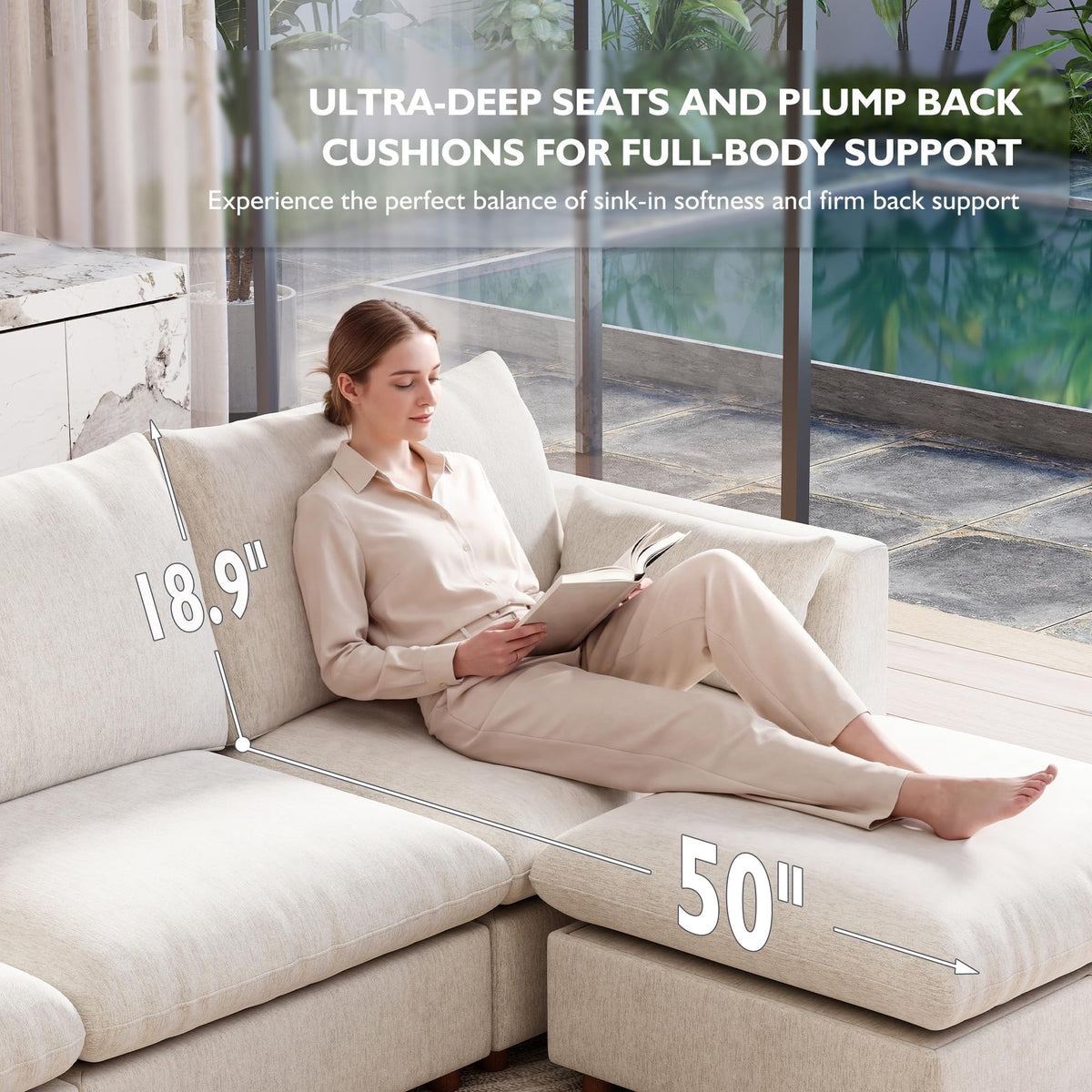 117" Oversized Modular Sectional Sofa, Modern Cloud Couch with 3 Storage Ottoman, 6-Seat Comfy Chenille Deep Seat