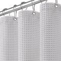 Waffle Weave Shower Curtain Heavyweight Cotton Fabric Light Grey 72Wx72L