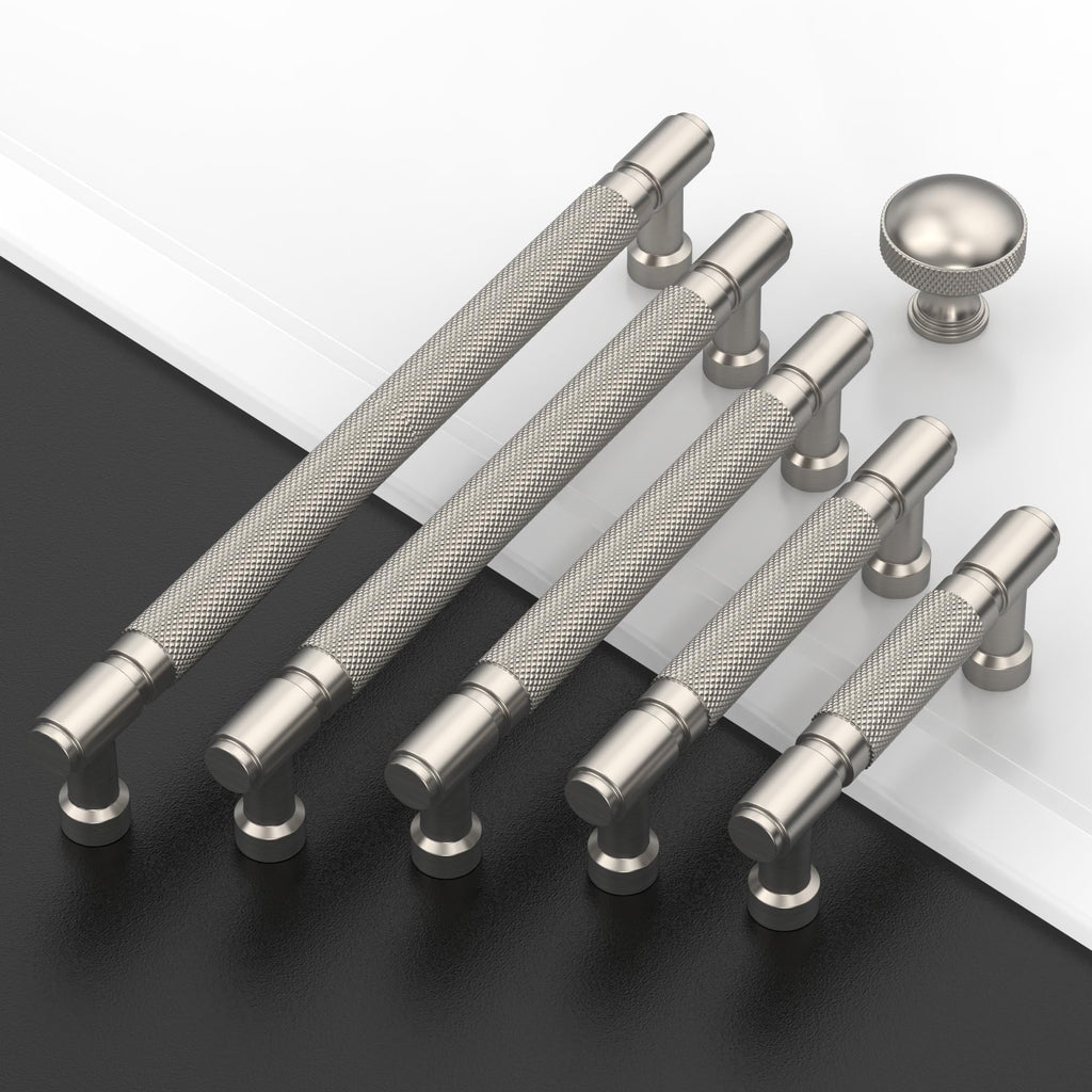 20 Pack Brushed Satin Nickel knurled Cabinet Pulls 6.3"