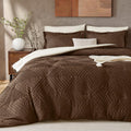 XL Comforter Set 5-Piece, Boho Tufted Bed in a Bag, Brown