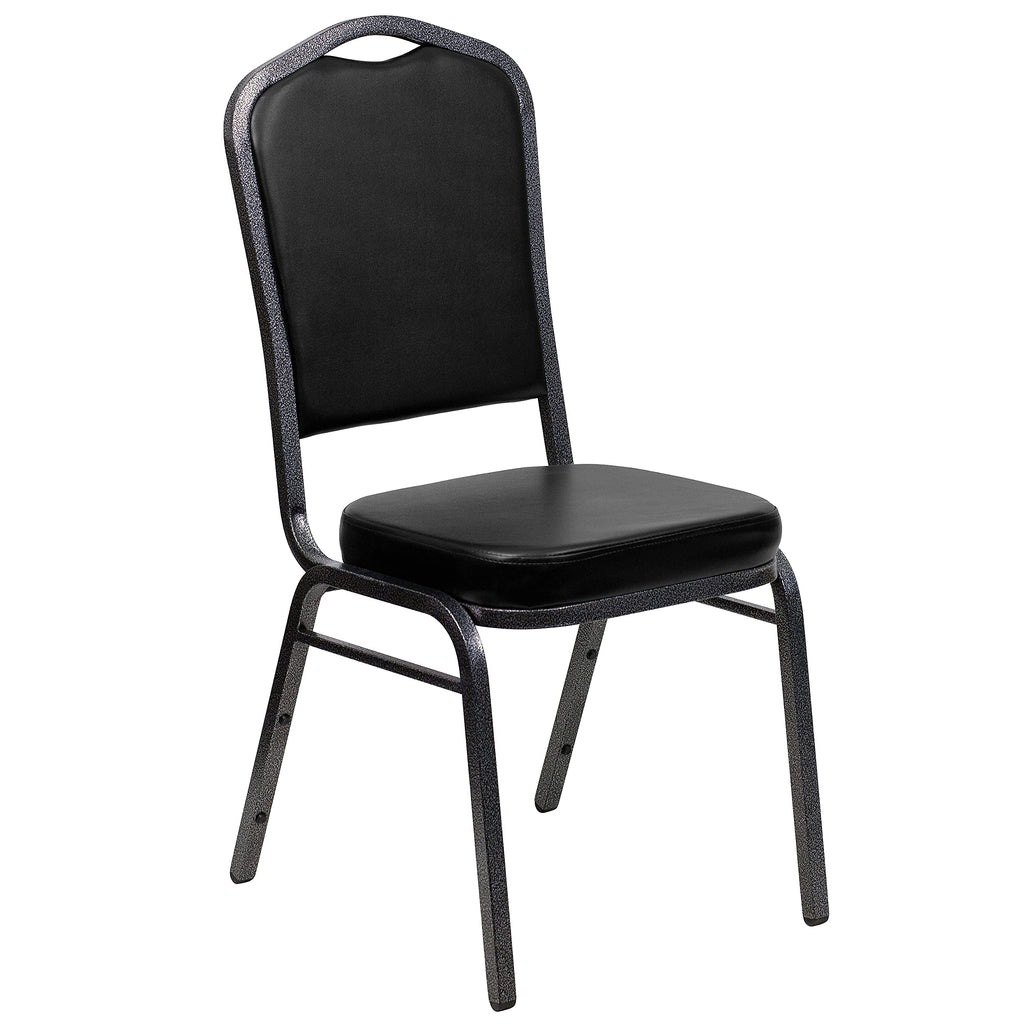Hercules Crown Back Stackable Banquet Chair, Silver, 4-Pack