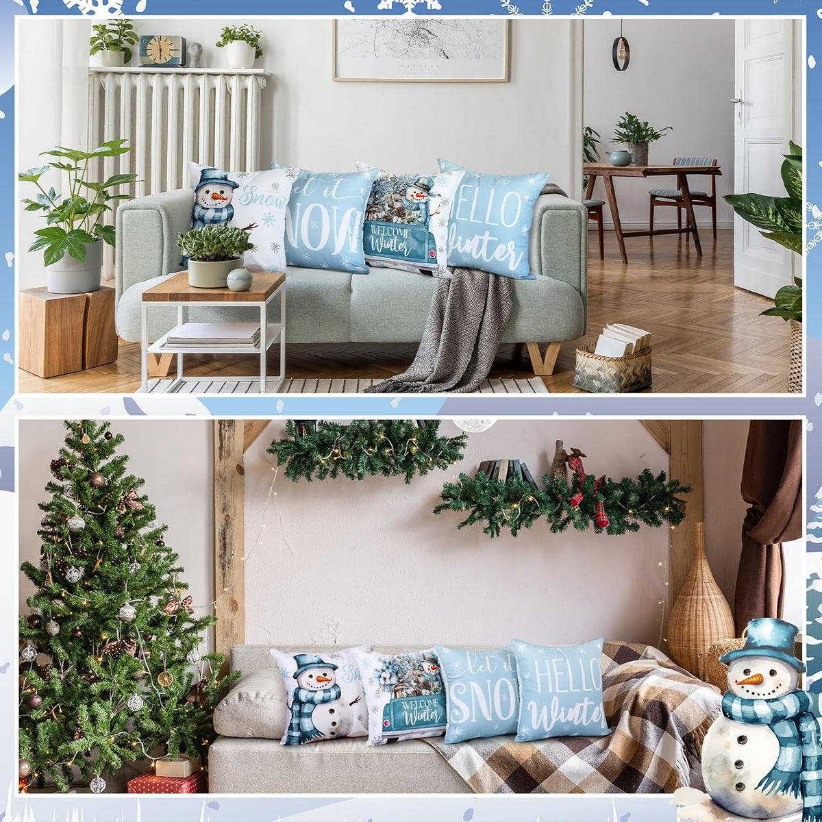 Winter Pillow Covers 18 x 18 Inch Seasonal Throw Pillow Covers Christmas Holiday Pillowcases Decorative - Set of 16