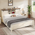 Farmhouse Platform Bed with Storage Headboard