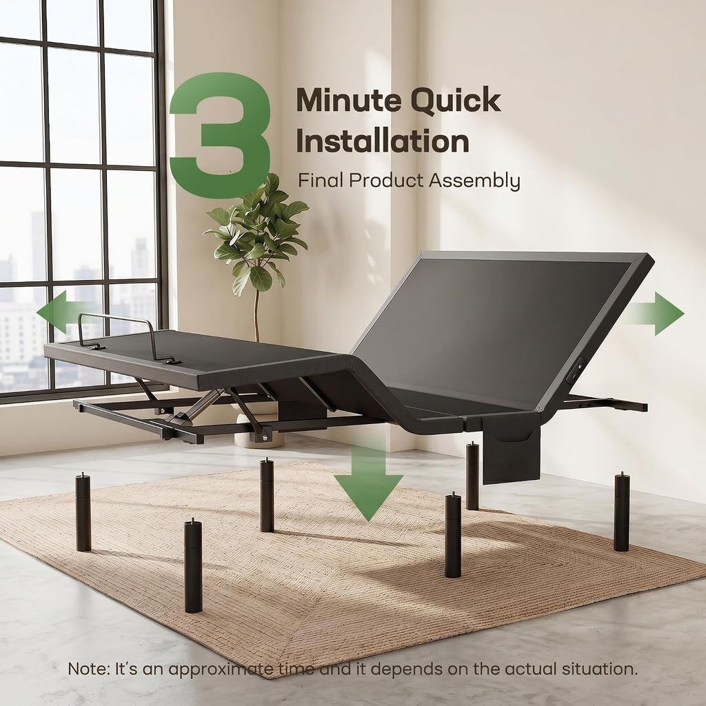Split King Adjustable Bed Frame Electric Base, Head & Foot Incline