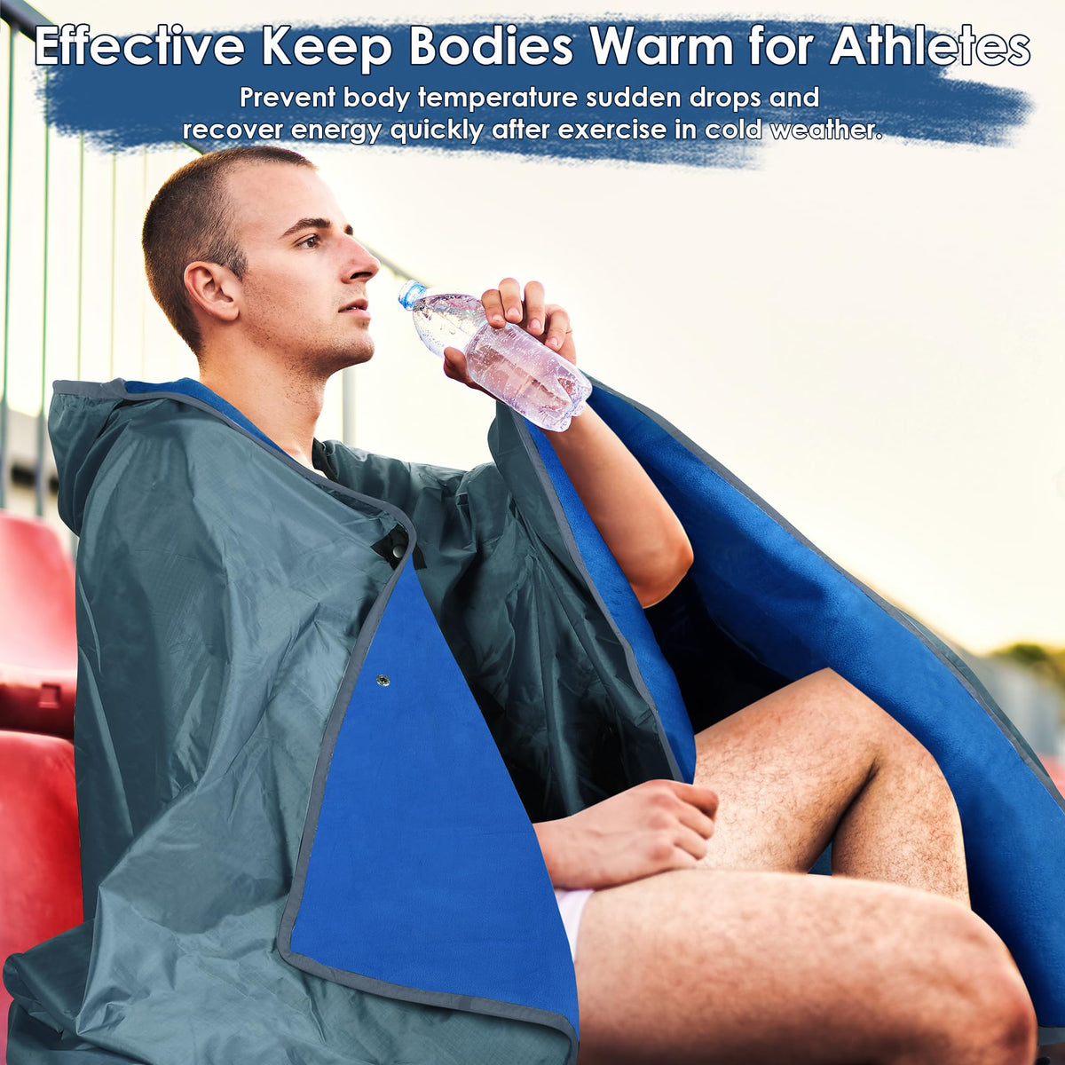 Waterproof Stadium Blanket, Windproof Wearable Poncho for Fans