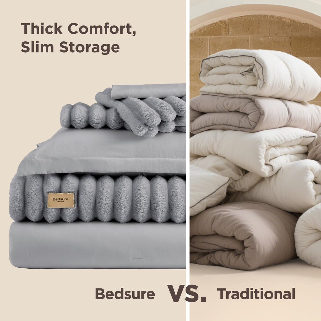 2-in-1 Comforter Set, Detachable Blanket, Grey Oversized