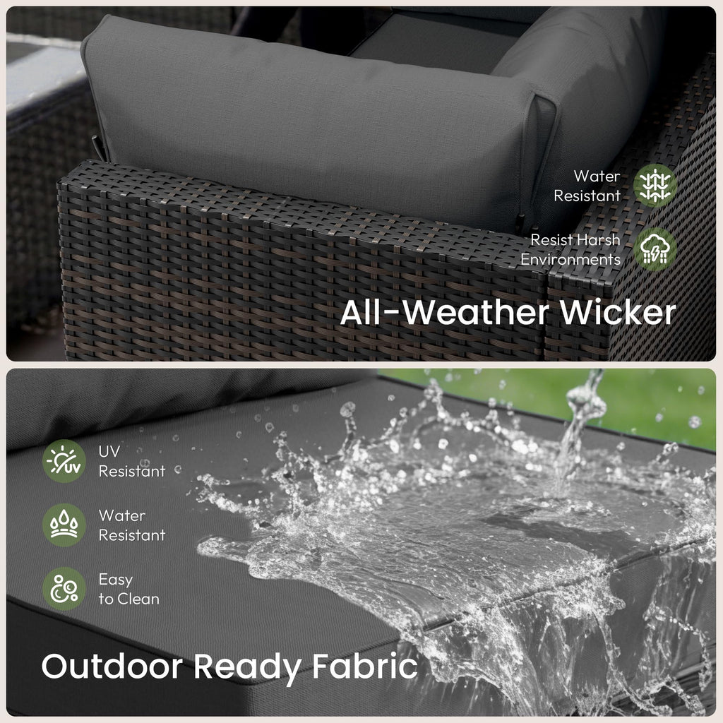 Patio Furniture Set - All-Weather - 10 Piece Patio Outdoor Conversation Set, Modular Wicker Rattan Sectional Sofa for