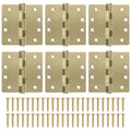 6 Pack Gold Ball Bearing Door Hinges, 4.0 x 4.0 Inches Heavy-Duty Stainless Steel Door Hinges for Exterior & Interior