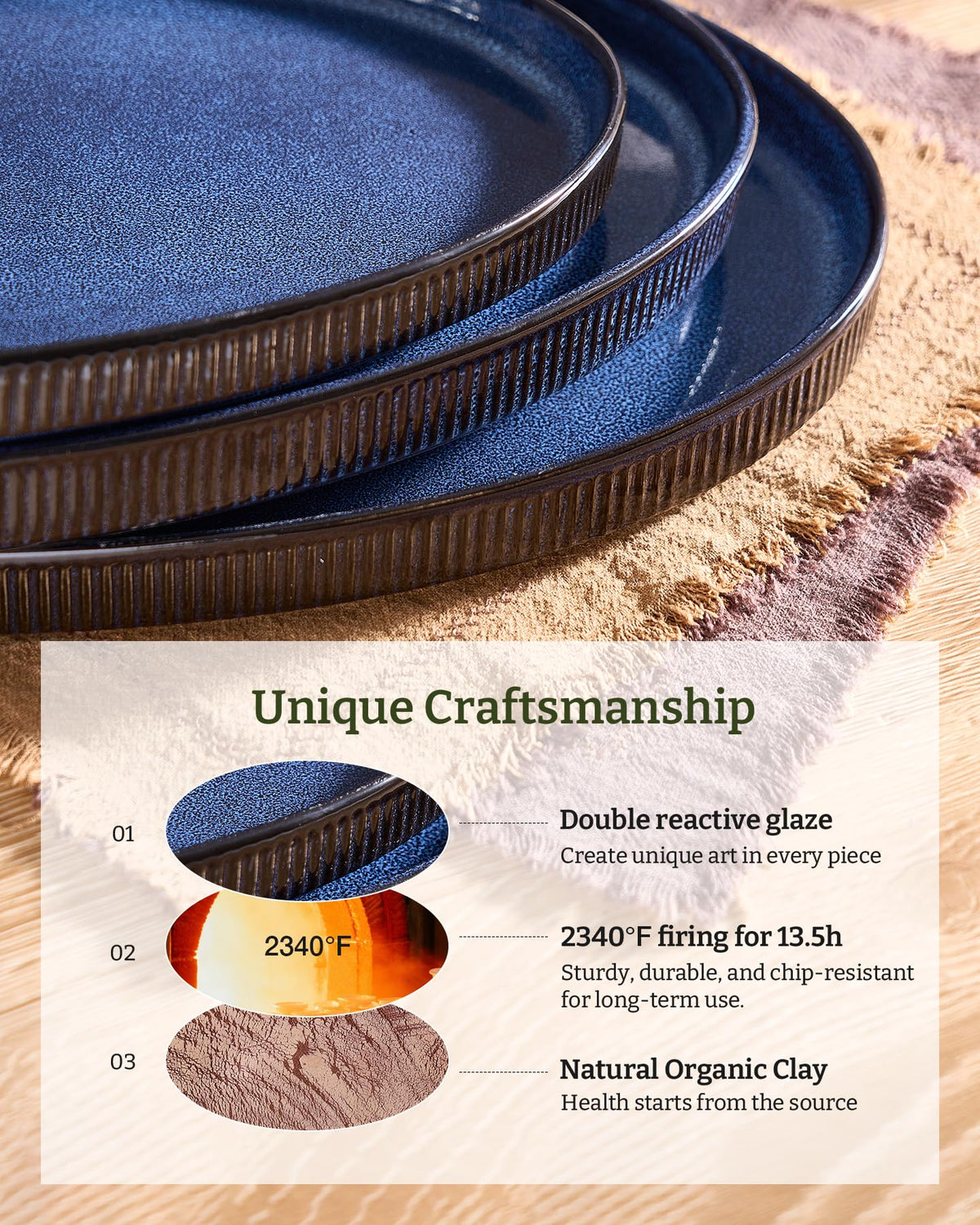 Large Serving Platters Set of 3 Sizes - Oval, Nebulas Blue