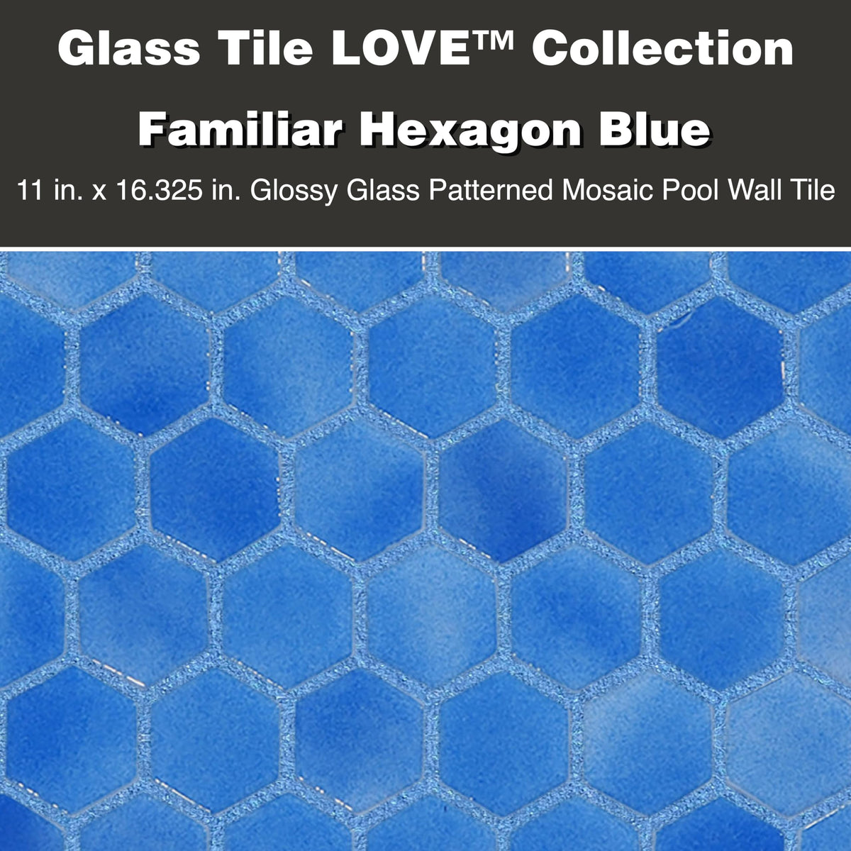 Glass Tile Love Familiar 11 in. X 16.325 in. Hexagonal Glass Mosaic Tile (10.76 sq. ft./case) Blue 1010157108, Ideal