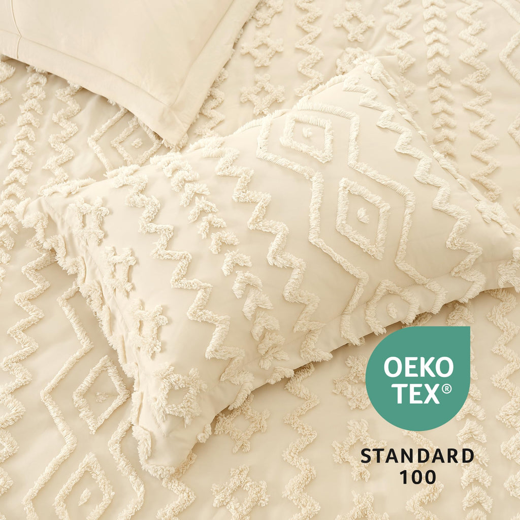 Tufted Boho Comforter Set Twin Size, 2 Pieces Soft Textured Bed Set, Lightweight Breathable Comforter for All
