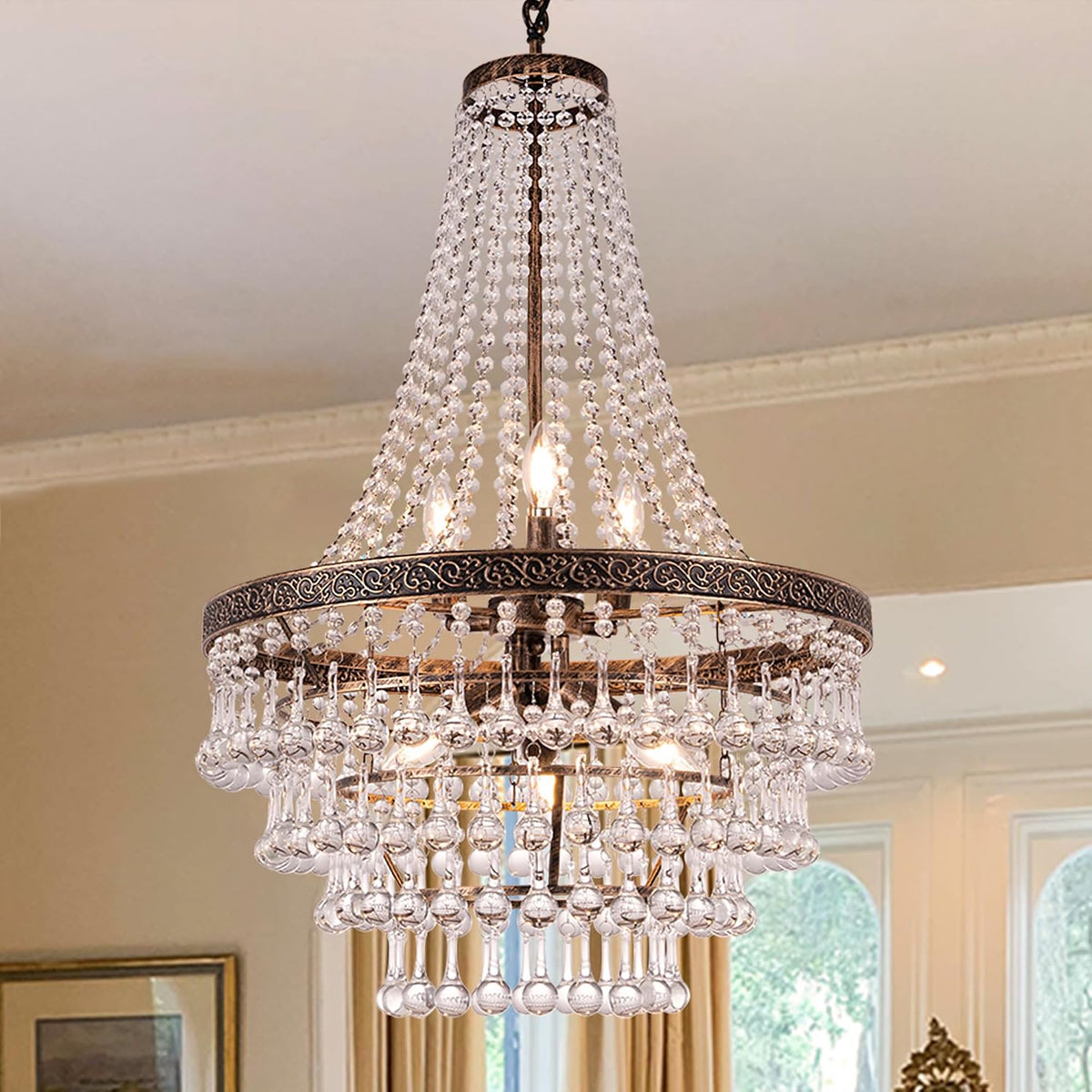 Antique French Empire Crystal Chandelier Lighting for Dining Rooms and Foyers
