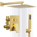 Gold Shower System, 10'' Gold Shower Head with Handheld Combo Spray
