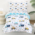 Cars Toddler Bedding Set, 4-Piece Bed-in-a-Bag Comforter Set for Boys, Construction Truck Bedding, Machine Washable