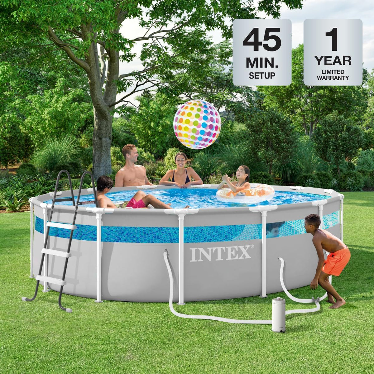 26721MZ 14ft x 42in Prism Frame Clearview Premium Above Ground Pool Set: Includes 1000 GPH Krystal Clear Cartridge