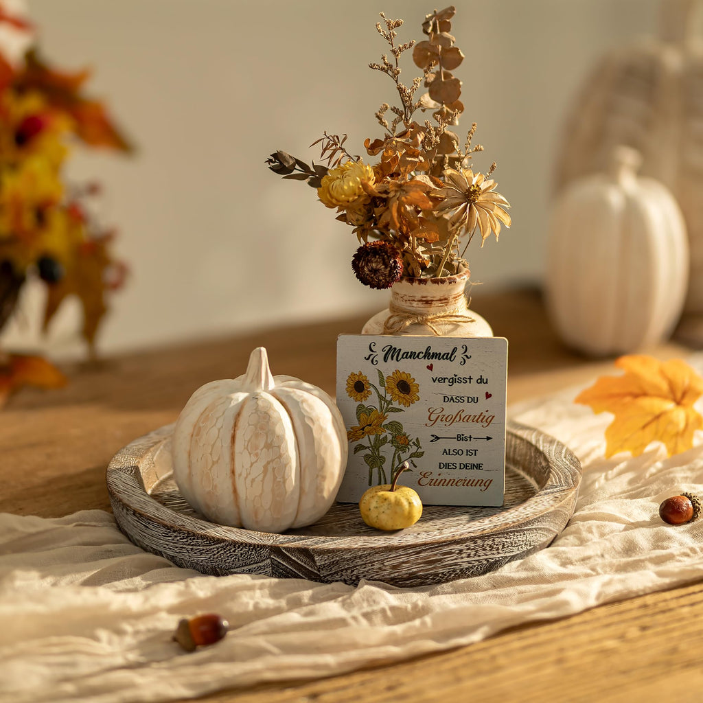 Round Wood Candle Holder Tray, Rustic Coffee Table Centerpiece Decor