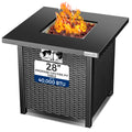 28" Propane Gas Fire Pit Table - 40, 000 BTU Outdoor Fireplace with Cover, Stainless Steel Burner & Control Panel