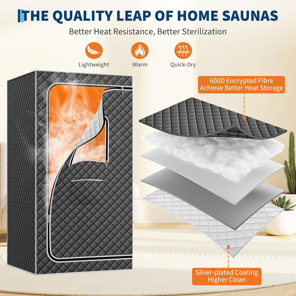 Portable Sauna Box for Home, Personal Sauna Tent for Relaxation, Indoor Steam Sauna Room with 3L/1200W Steamer