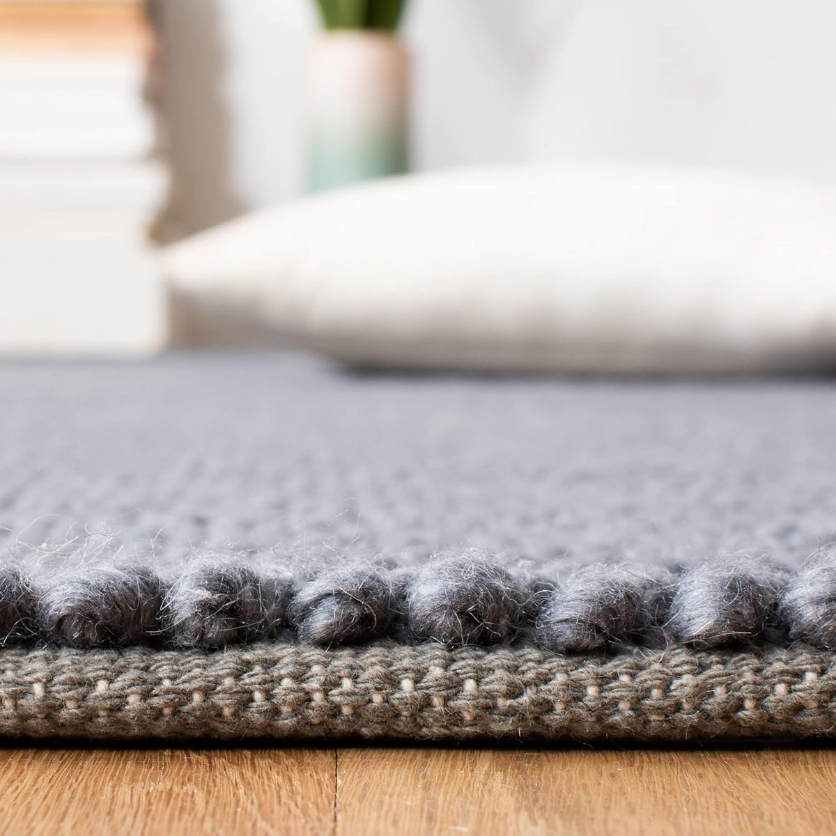 Area Rug - Natura - Large - Dark Grey, Handmade Wool Blend, Textured Design