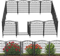 12 Panels No Dig Decorative Garden Fence with Gate, 31.3in(H) x 26ft(L) Rustproof Animal Barrier Metal Dog Fence