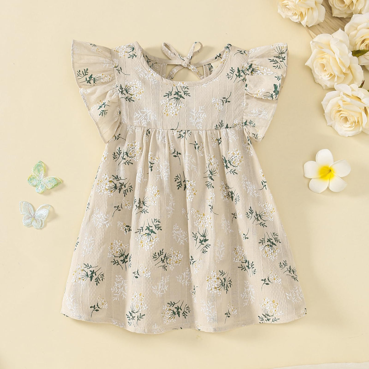 Toddler Baby Girl Dress Summer Cotton Linen Ruffle Halter Sleeveless Kids Casual Beach Party Dresses