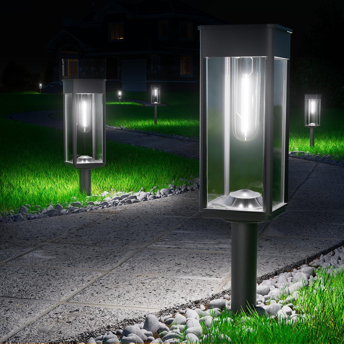 Solar Path Lights, 2 Pack, 3 Heights, Cool White, IP65