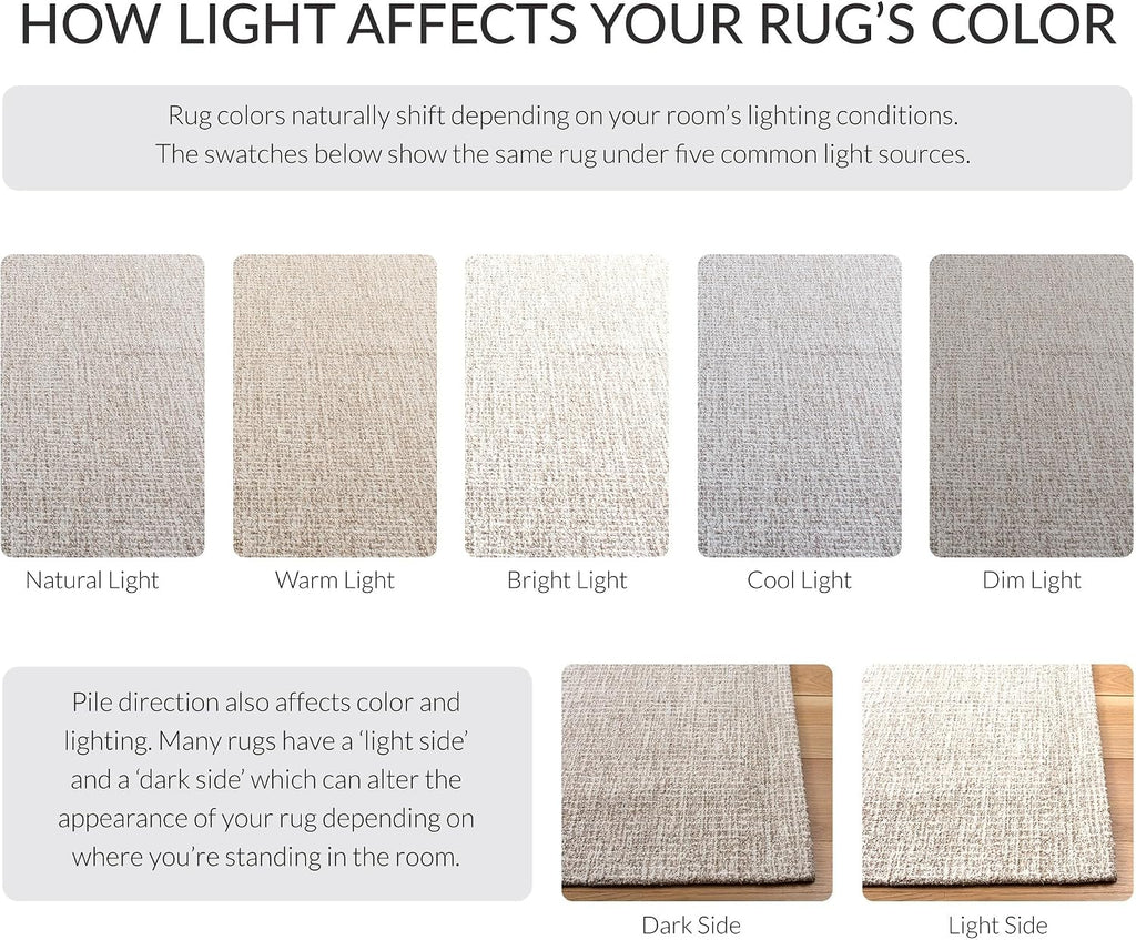 Abstract Area Rug, Wool Handmade Ivory & Grey ABT468G