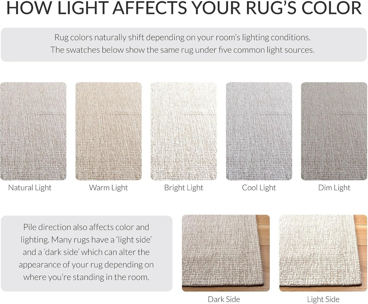 Abstract Area Rug, Wool Handmade Ivory & Grey ABT468G