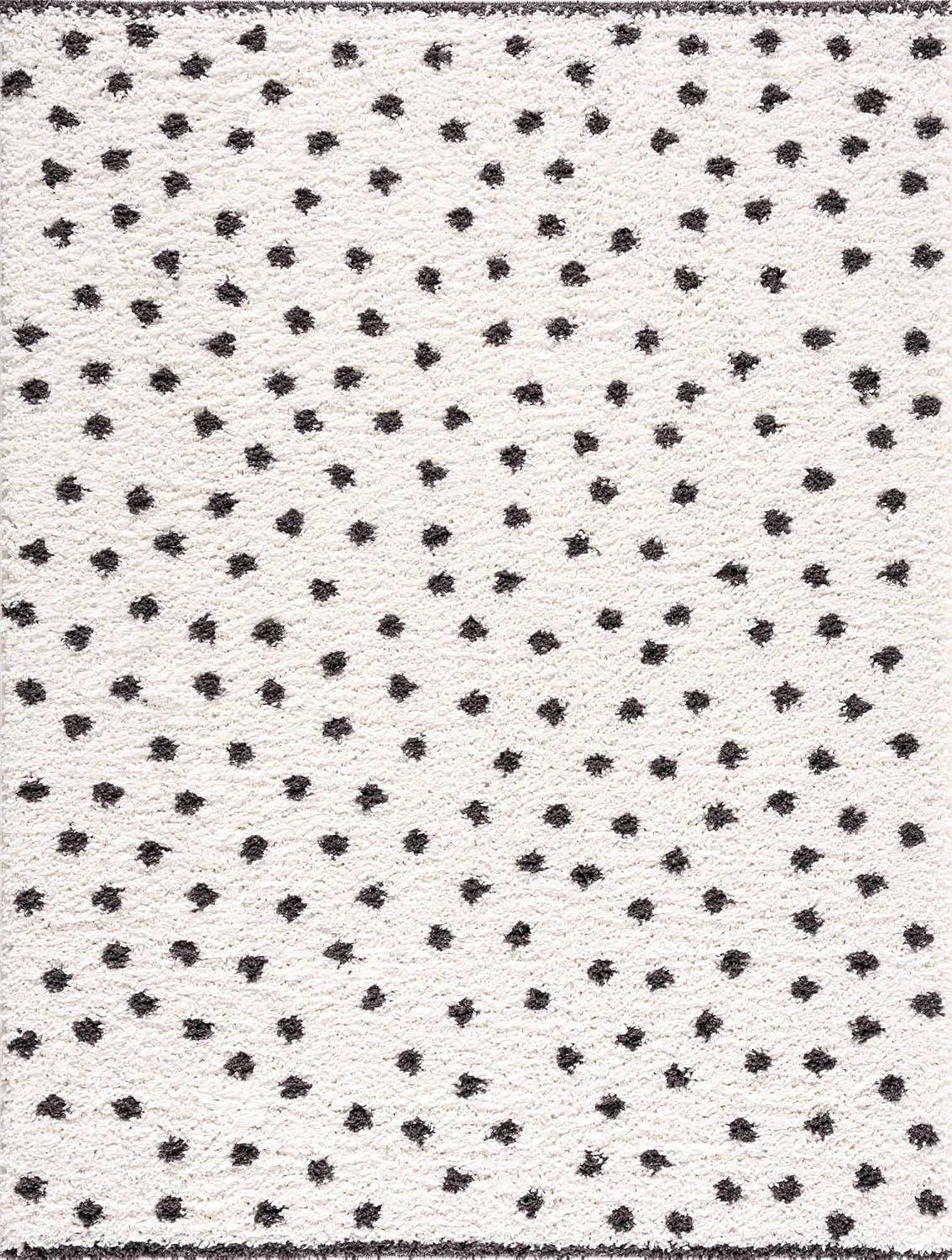 Chablis Living Room, Bedroom Area Rug - Polka Dot Dalmatian Abstract - Contemporary Modern Minimalist Scandinavian