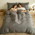 Modern Minimalist Textured Jacquard Grey Duvet Cover Set Queen Size