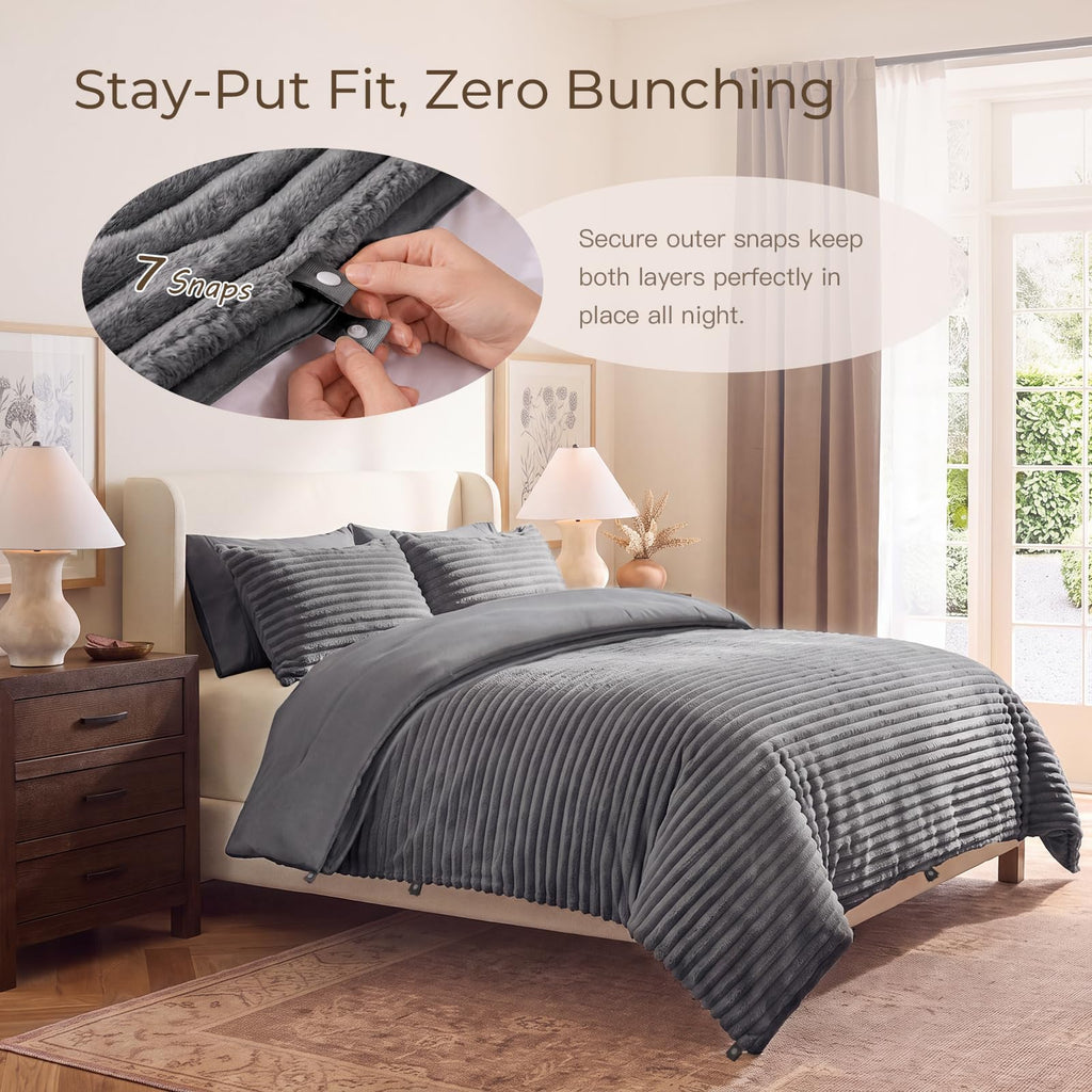 Comforter Set, 2-in-1 with Detachable Flannel Blanket