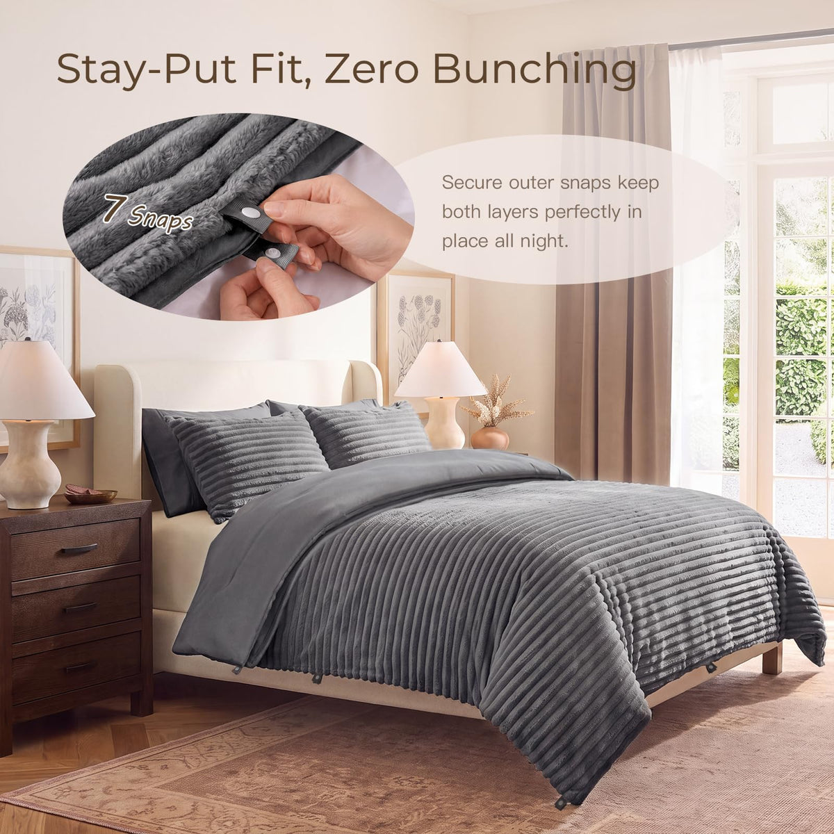 Comforter Set, 2-in-1 with Detachable Flannel Blanket