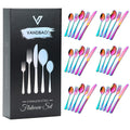 Rainbow Silverware Set Flatware Cutlery - 30 Pieces Stainless Steel Colorful Utensils, Tableware Set Service for 6