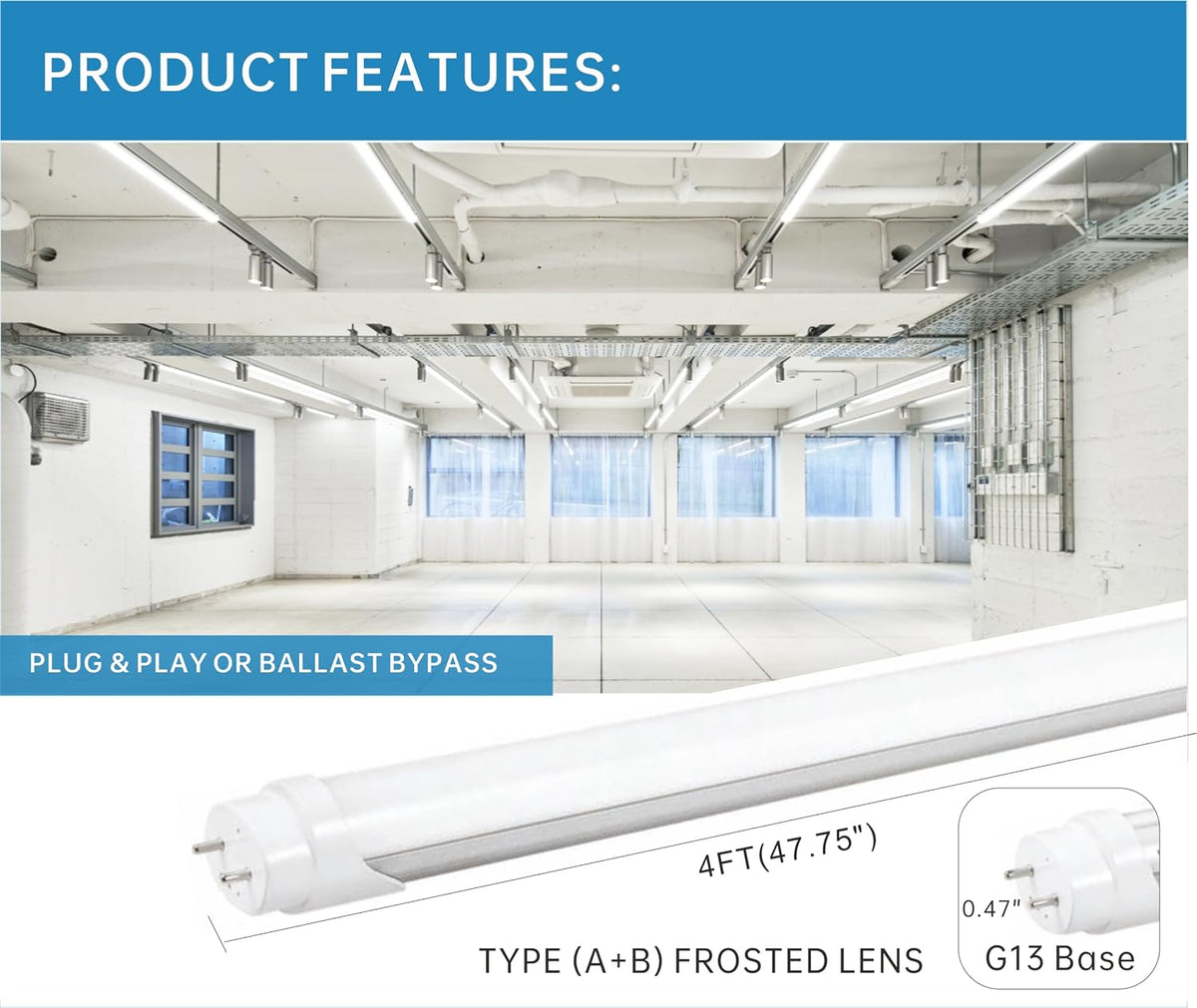 4FT T8 LED Tube Light, Type A+B, 12W/15W/18W/22W, 3000K |3500K|4000K | 5000K | 6500K, Single and Double End Powered
