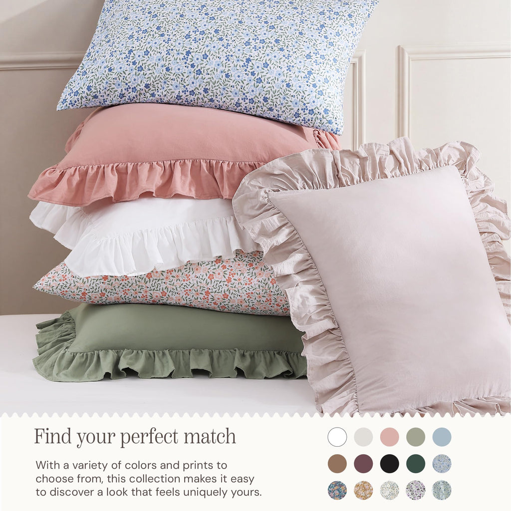 Comforter Set-7 Pieces Floral Ruffle Bedding Set