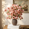 Pink Peonies Artificial Flowers, 27" Faux Silk Peony Stems - Set of 8