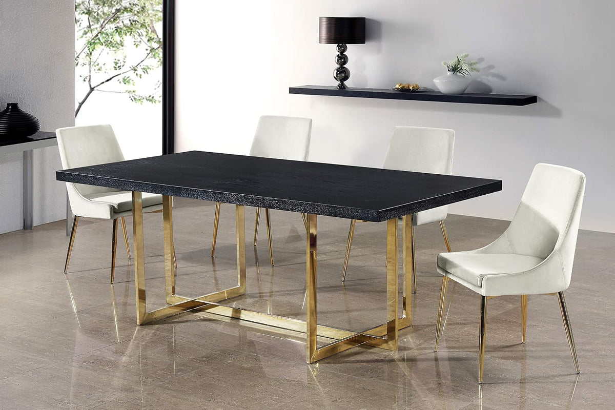 Modern, Contemporary Velvet Upholstered Dining Chair with Sturdy Metal Legs, Set of 2, 19.5" W x