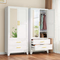 Metal Armoire Wardrobe, 71" Tall Bedroom Closet with Mirror and 2 Drawers