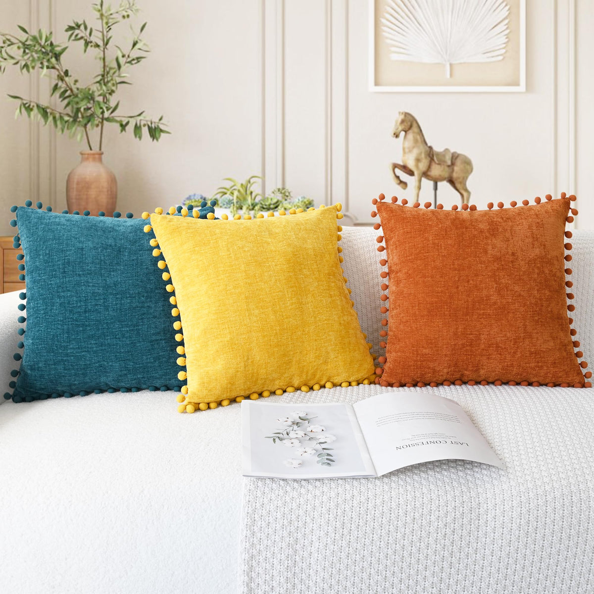 Fall Decorative Throw Pillow Covers 20 X 12 Inches Burnt Orange