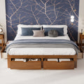 Japanese Low Solid Platform Bed Frame (Walnut, King)